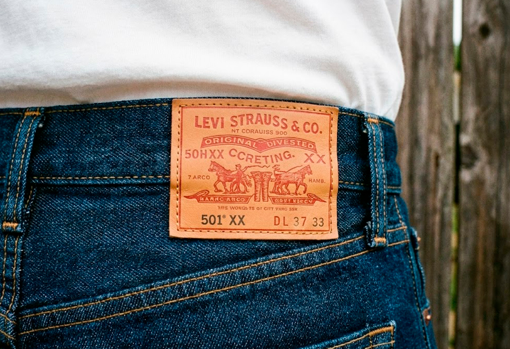 levi's jeans logo on blue denim